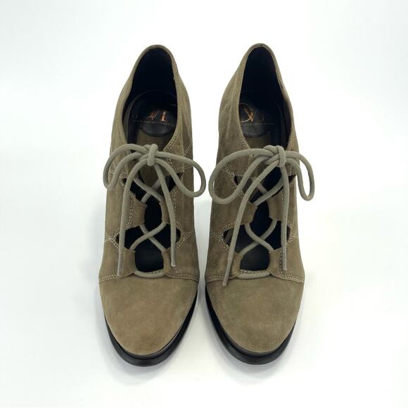 DVF Diane Von Furstenberg Guardian Stiletto Platform Bootie Sz 6.5 Tan Kid Suede - Picture 10 of 15